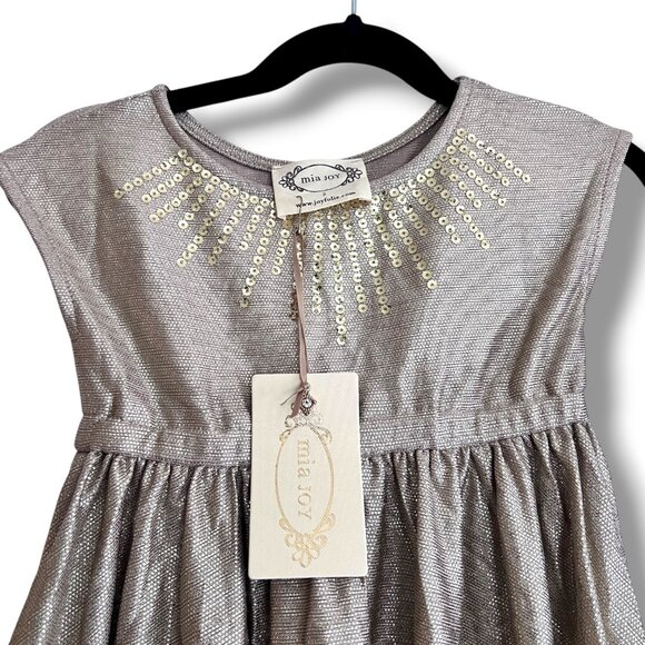 NWT! Joyfolie Rose Gold Metallic Sequins Hi Lo Divinia Dress Size 2 - Picture 4 of 6